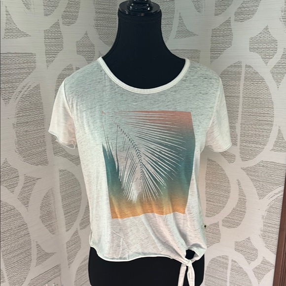 Roxy side tie slub lightweight tropical print tshirt size S - Picture 1 of 4